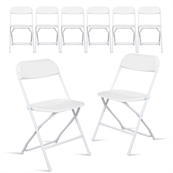 6pcs Classic White Plastic Folding Chair