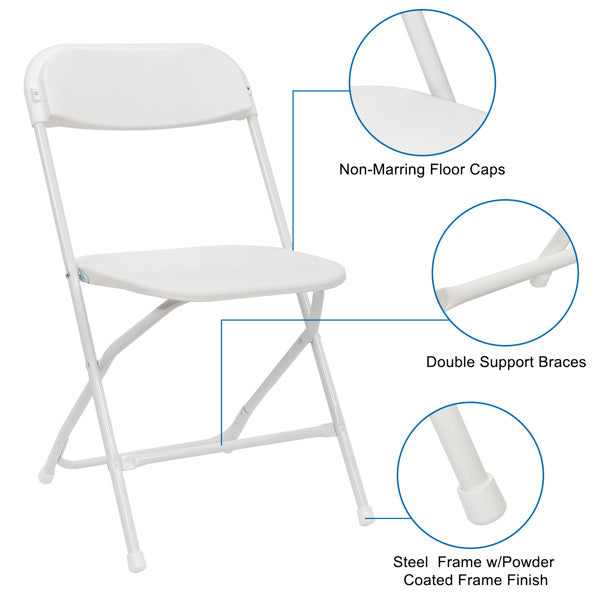 6pcs Classic White Plastic Folding Chair