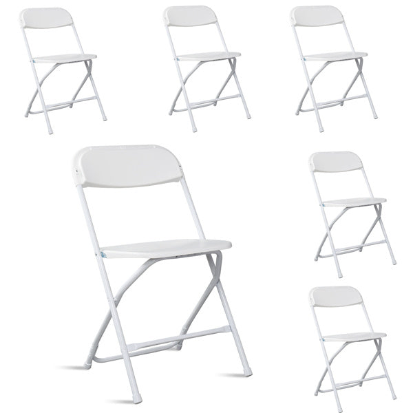 6pcs Classic White Plastic Folding Chair