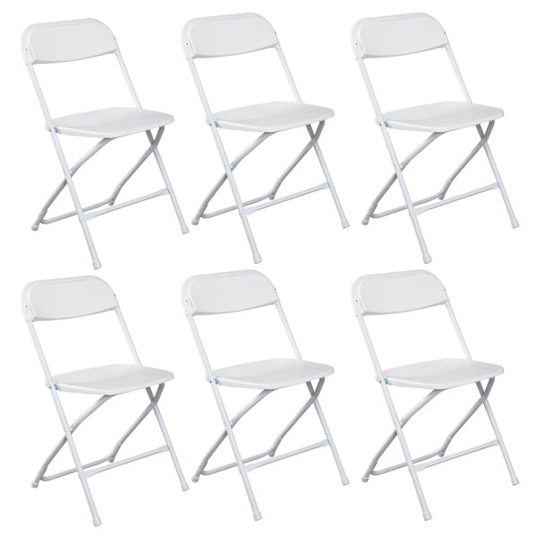 6pcs Classic White Plastic Folding Chair