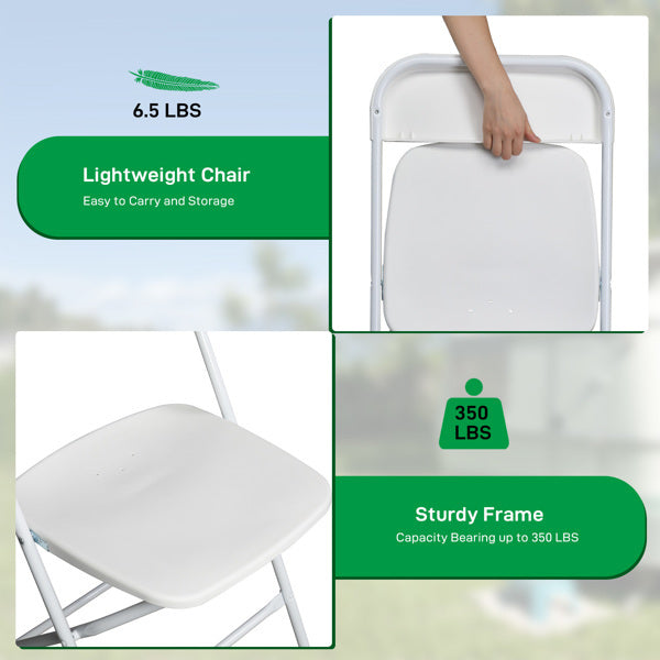 6pcs Classic White Plastic Folding Chair