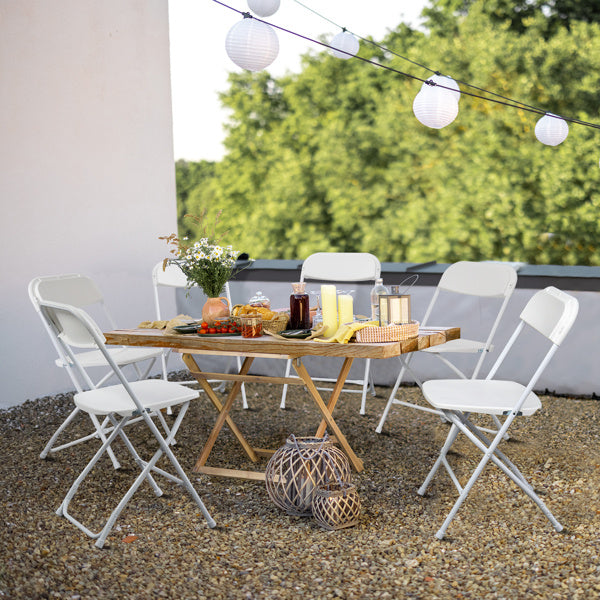 6pcs Classic White Plastic Folding Chair