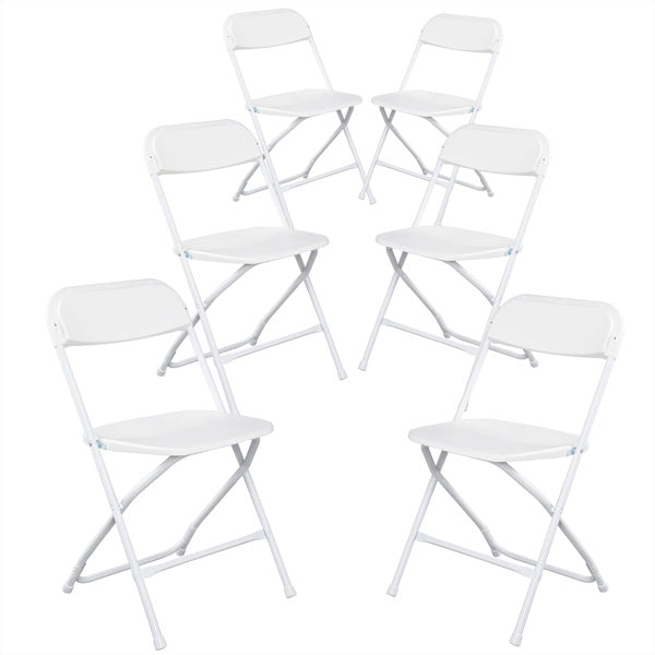 6pcs Classic White Plastic Folding Chair