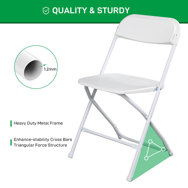 6pcs Classic White Plastic Folding Chair